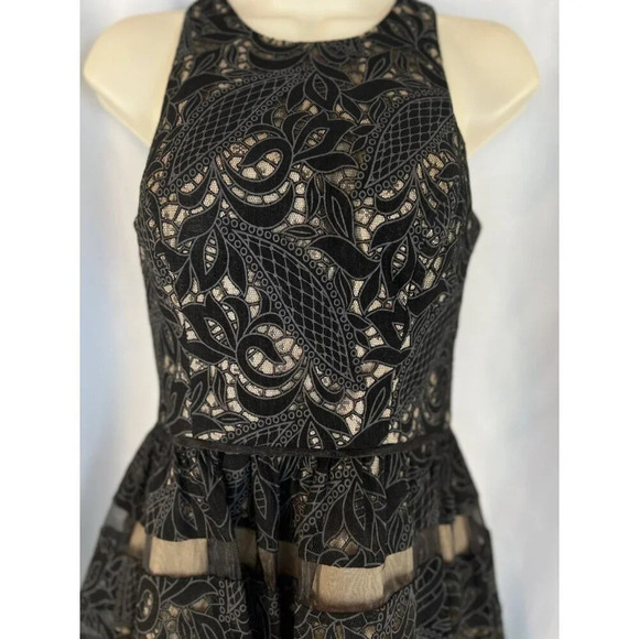 Aidan Mattox Black Beige A-Line Cocktail Dress $458 - Picture 4 of 13